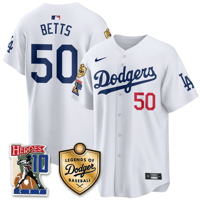 Men's Dodgers Ron Cey Legends Of Dodgers Baseball Jersey WHITE#50 MOOKIE BETTS