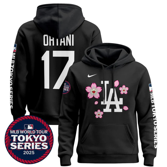 Men's Dodgers Tokyo Series 2025 Pullover Hoodie BLACK #17 SHOHEI OHTANI.webp