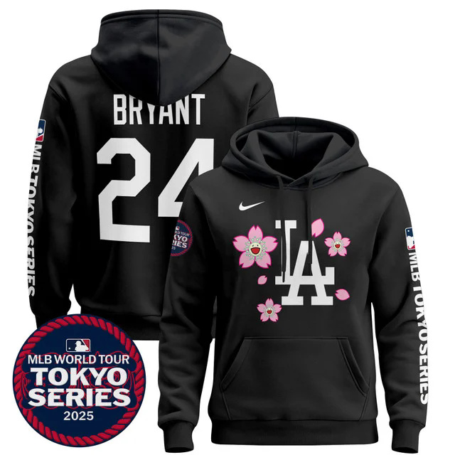 Men's Dodgers Tokyo Series 2025 Pullover Hoodie BLACK #24 KOBE BRYANT.webp