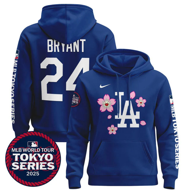 Men's Dodgers Tokyo Series 2025 Pullover Hoodie BLUE #24 KOBE BRYANT.webp