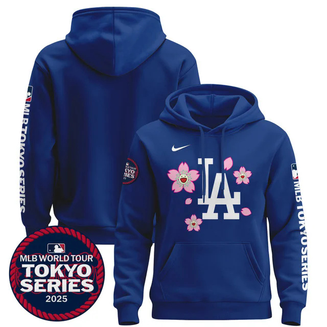 Men's Dodgers Tokyo Series 2025 Pullover Hoodie BLUE BLANK.webp