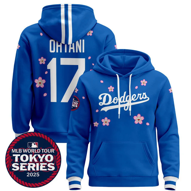 Men's Dodgers Tokyo Series 2025 Pullover Hoodie V2  #17 OHYANI.webp