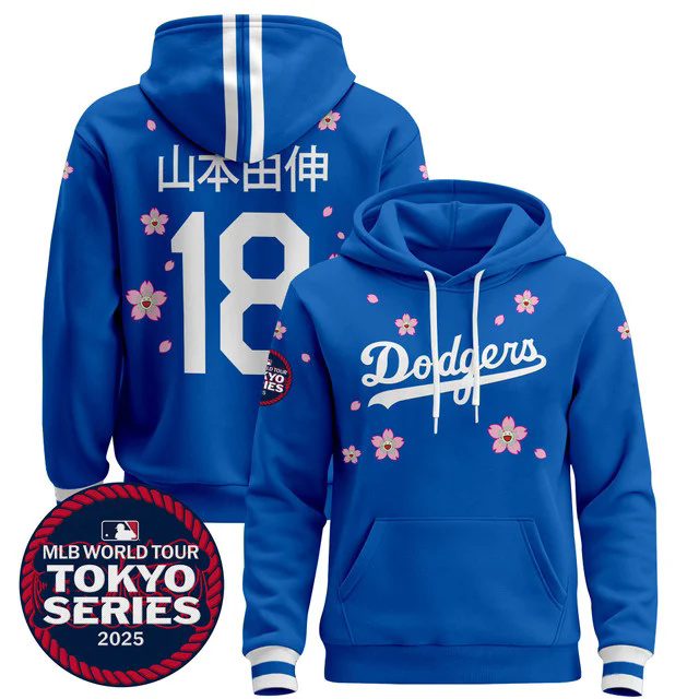 Men's Dodgers Tokyo Series 2025 Pullover Hoodie V2 #18 山本由伸.webp