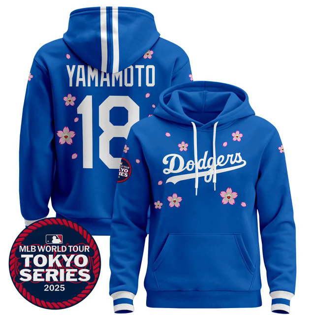 Men's Dodgers Tokyo Series 2025 Pullover Hoodie V2 #18 YAMAMOTO.webp