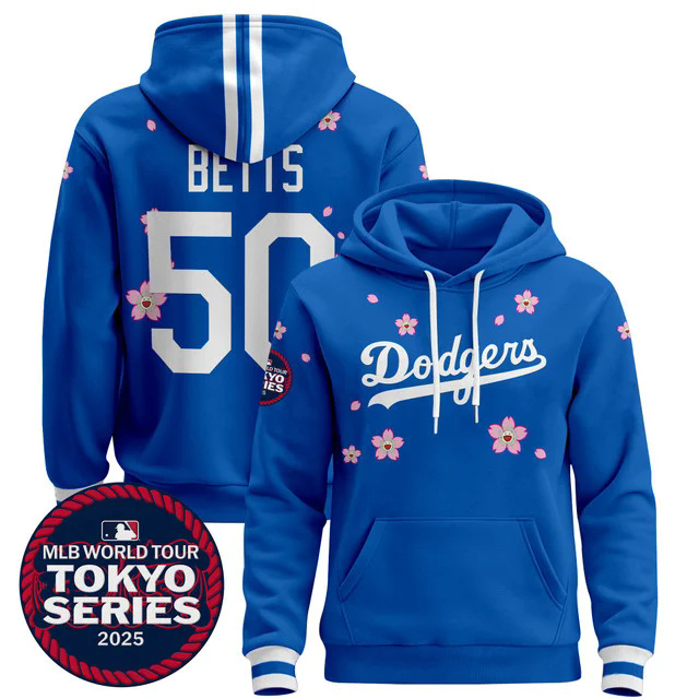 Men's Dodgers Tokyo Series 2025 Pullover Hoodie V2 #50 BETTS.webp