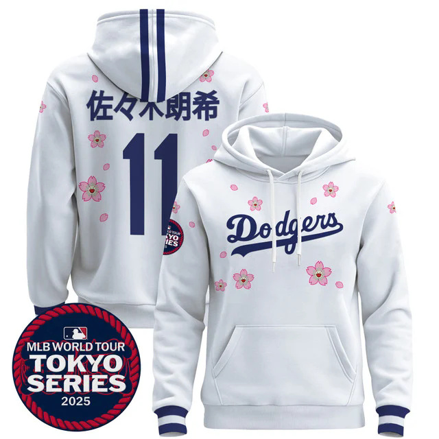 Men's Dodgers Tokyo Series 2025 Pullover Hoodie V2 WHITE #11.webp