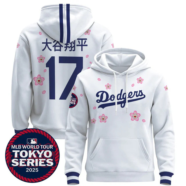 Men's Dodgers Tokyo Series 2025 Pullover Hoodie V2 WHITE #17 大谷翔平.webp
