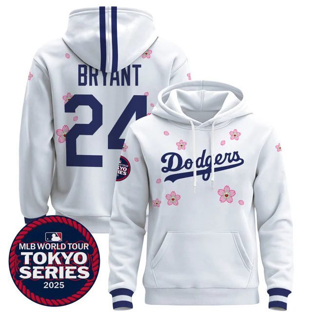 Men's Dodgers Tokyo Series 2025 Pullover Hoodie V2 WHITE #24 BRYANT.webp