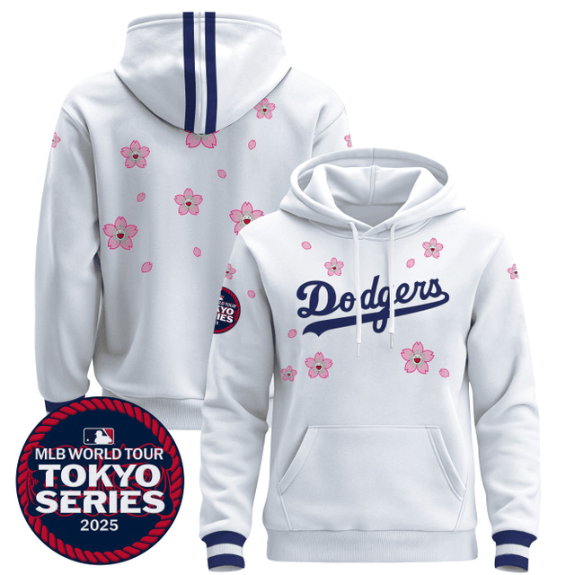 Men's Dodgers Tokyo Series 2025 Pullover Hoodie V2 WHITE BLANK