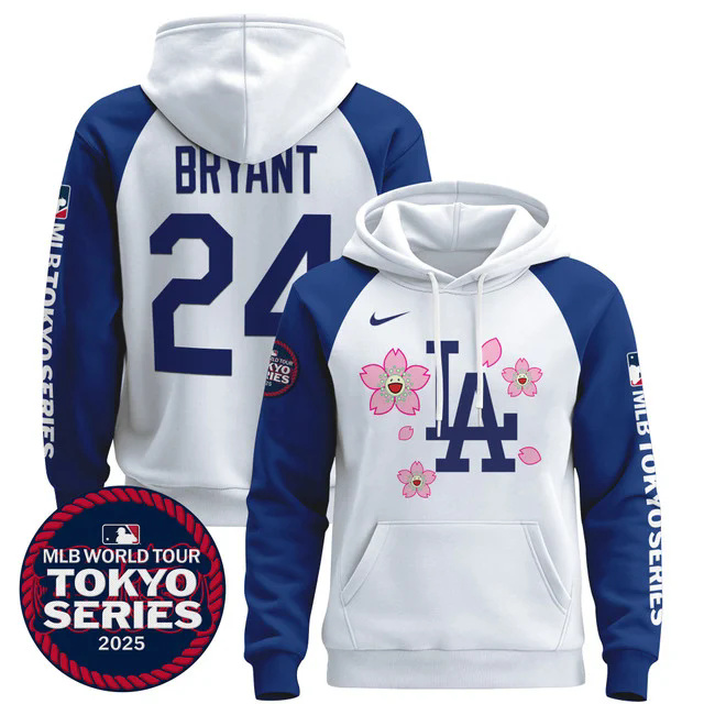 Men's Dodgers Tokyo Series 2025 Pullover Hoodie WHITE&BLUE #KOBE BRYANT.webp