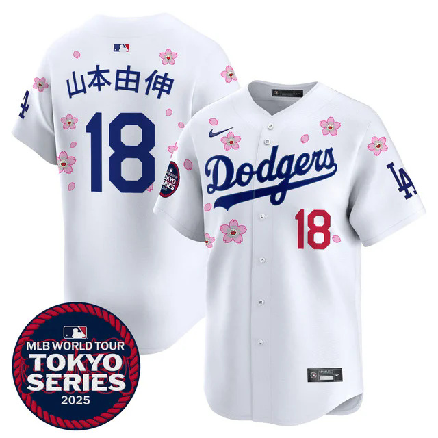 Men's Dodgers Tokyo Series 2025 Vapor Premier Limited Jersey V2 #18 山本由伸.webp