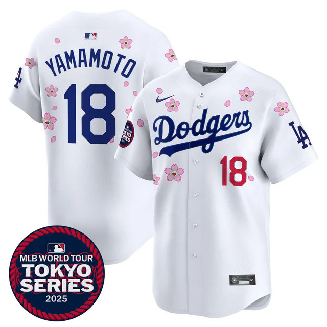 Men's Dodgers Tokyo Series 2025 Vapor Premier Limited Jersey V2 #18 YAMAMOTO.webp