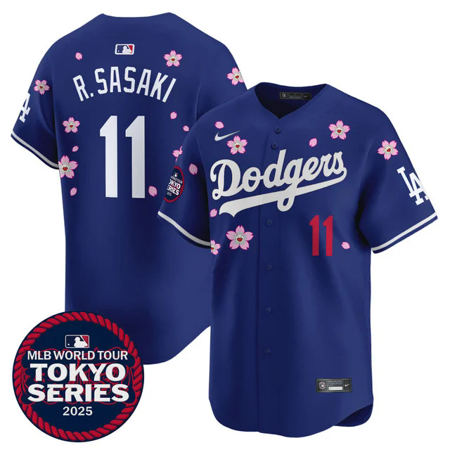 Men's Dodgers Tokyo Series 2025 Vapor Premier Limited Jersey V2 BLUE #11 R.SASAKI.webp