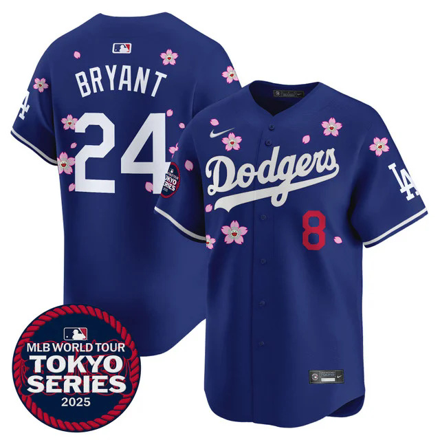 Men's Dodgers Tokyo Series 2025 Vapor Premier Limited Jersey V2 BLUE #24 BRYANT.webp