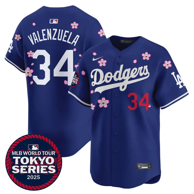 Men's Dodgers Tokyo Series 2025 Vapor Premier Limited Jersey V2 BLUE #34 VALENZUELA.webp