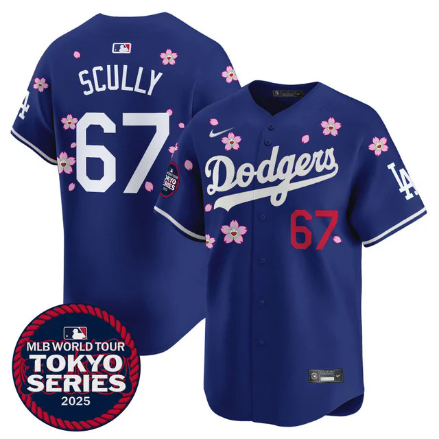 Men's Dodgers Tokyo Series 2025 Vapor Premier Limited Jersey V2 BLUE #67 SCULLY.webp