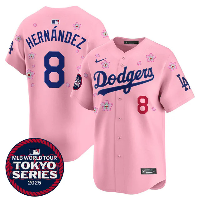 Men's Dodgers Tokyo Series 2025 Vapor Premier Limited Jersey V2 PINK BLANK.webp