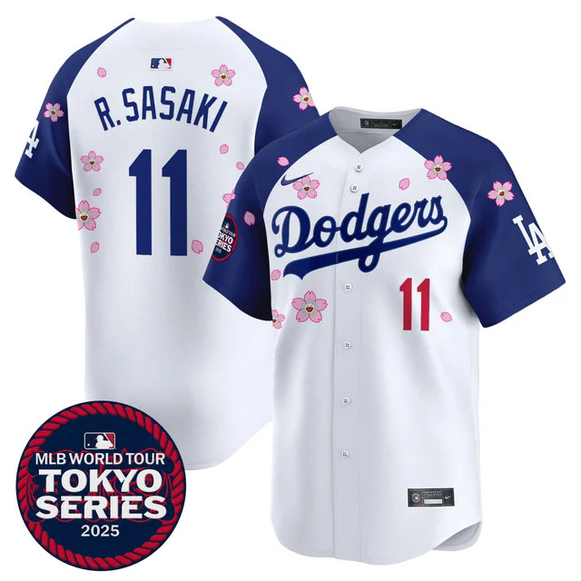Men's Dodgers Tokyo Series 2025 Vapor Premier Limited Jersey V2 WHITE #11 R.SASAKI.webp