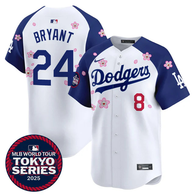 Men's Dodgers Tokyo Series 2025 Vapor Premier Limited Jersey V2 WHITE #24 BRYANT.webp