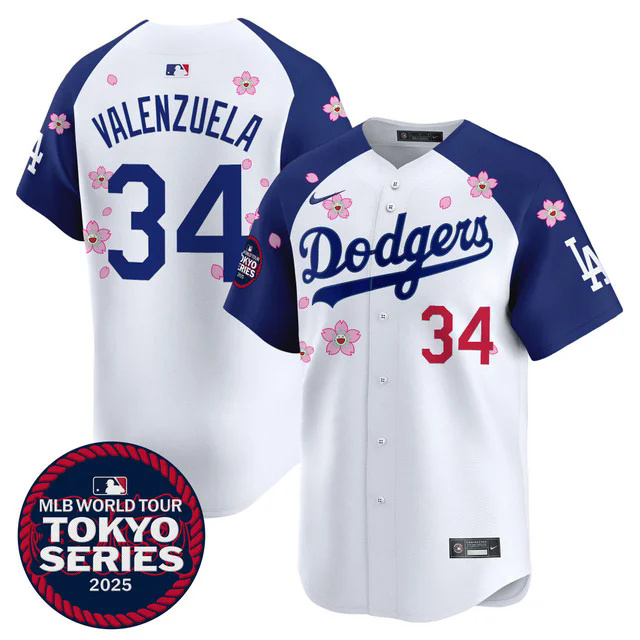 Men's Dodgers Tokyo Series 2025 Vapor Premier Limited Jersey V2 WHITE #34 VALENZUELA.webp