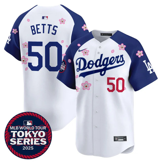 Men's Dodgers Tokyo Series 2025 Vapor Premier Limited Jersey V2 WHITE #50 BETTS.webp