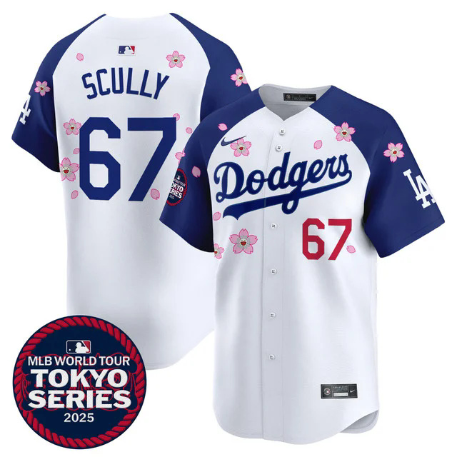 Men's Dodgers Tokyo Series 2025 Vapor Premier Limited Jersey V2 WHITE #67 SCULLY.webp