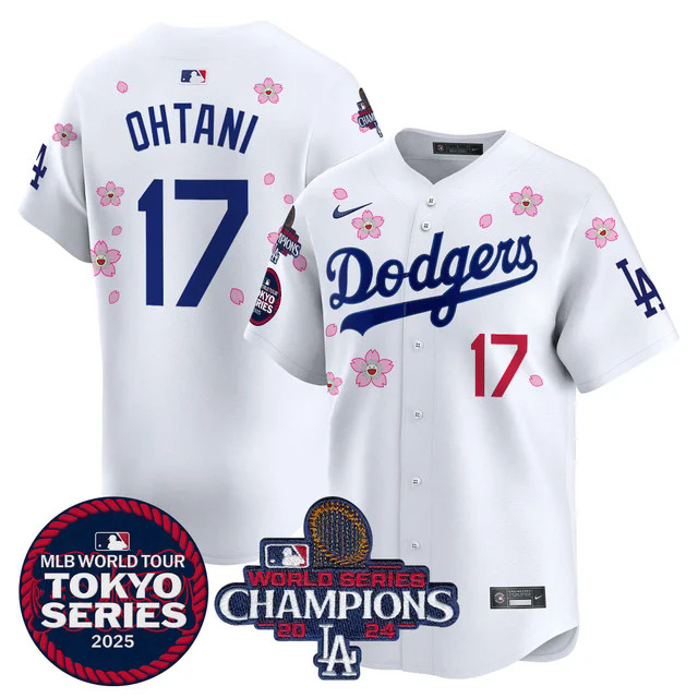 Men's Dodgers Tokyo Series 2025 World Series Champions Patch Vapor Premier Limited Jersey #17 OHTANI.webp