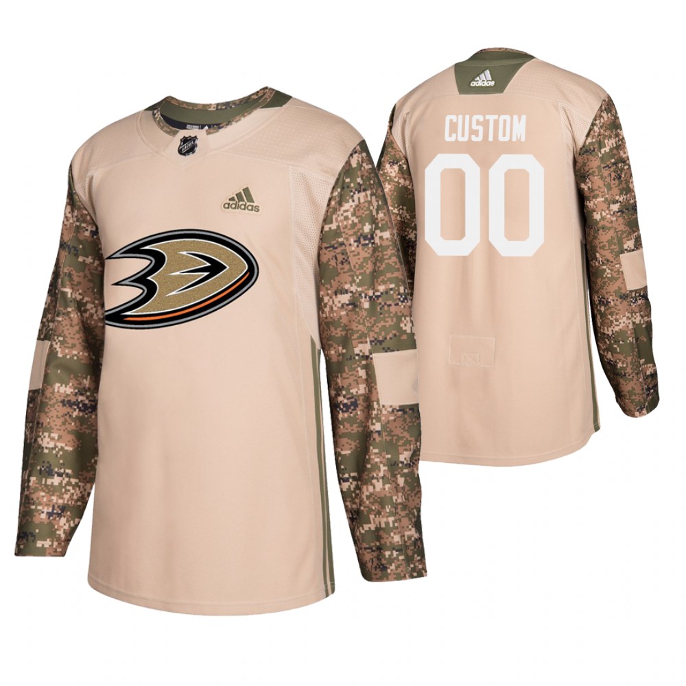 Men's Ducks #00 Custom Veterans Day Jersey - Camo