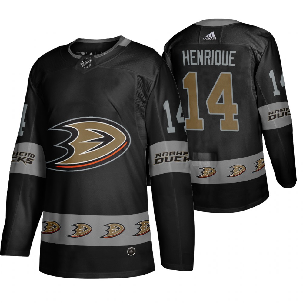 Men's Ducks #14 Adam Henrique Logo sleeve Breakaway Jersey Black