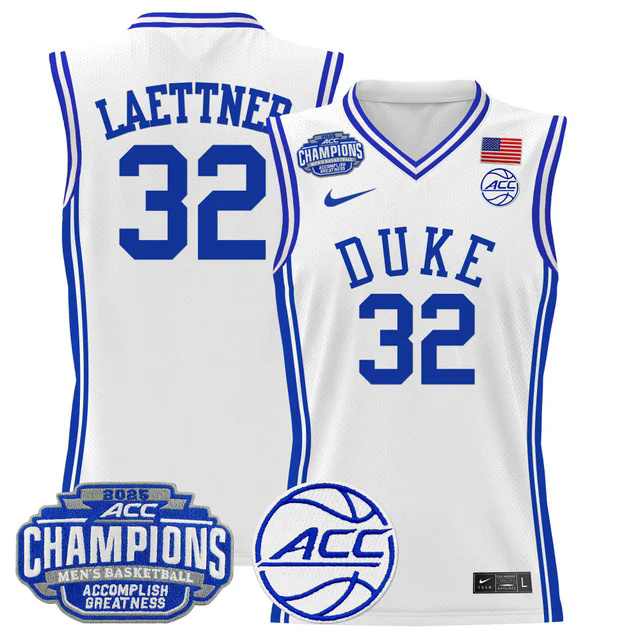 Men's Duke Blue Devils 2025 ACC Conference Tournament Champions Basketball Jersey #32 LAETTNER.webp