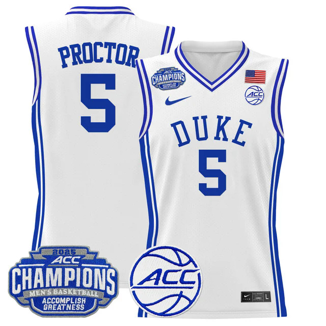 Men's Duke Blue Devils 2025 ACC Conference Tournament Champions Basketball Jersey #5 PROCTOR.webp