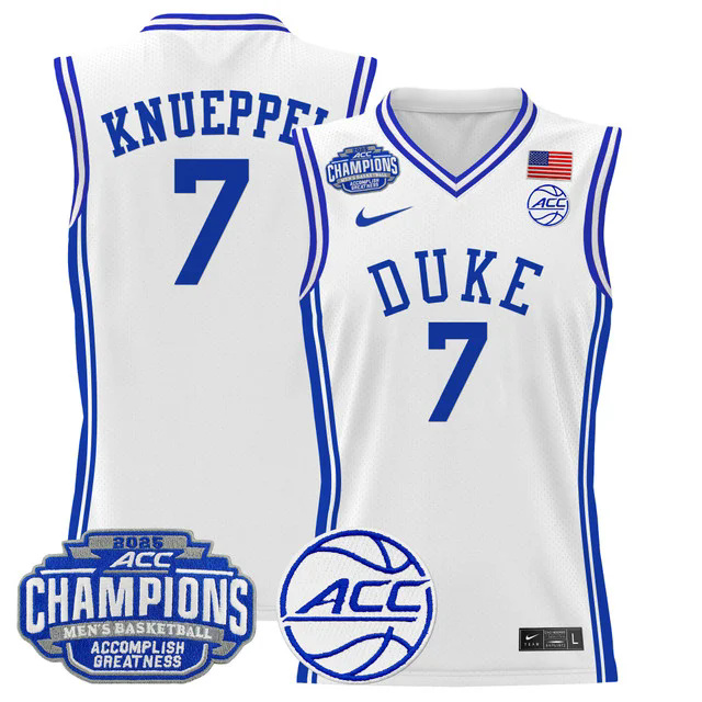 Men's Duke Blue Devils 2025 ACC Conference Tournament Champions Basketball Jersey #7 KNUEPPEL.webp