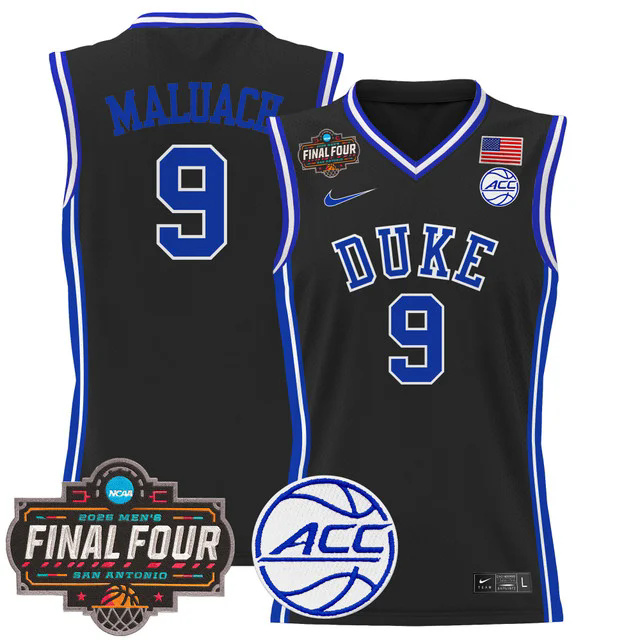Men's Duke Blue Devils 2025 Final Four Patch Basketball Jersey #9 KHAMAN MALUACH.webp