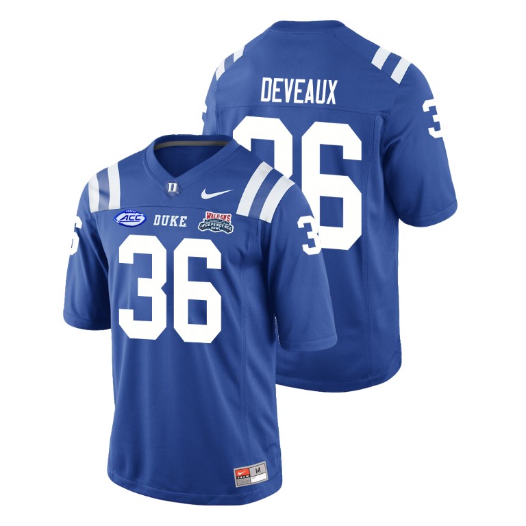 Men's Duke Blue Devils Royal 2018 Independence Bowl Elijah Deveaux College Football Jersey