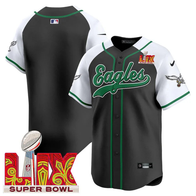 Men's Eagles Super Bowl LIX Patch Kelly Green Vapor Baseball Jersey WHITE&BLACK BLANK