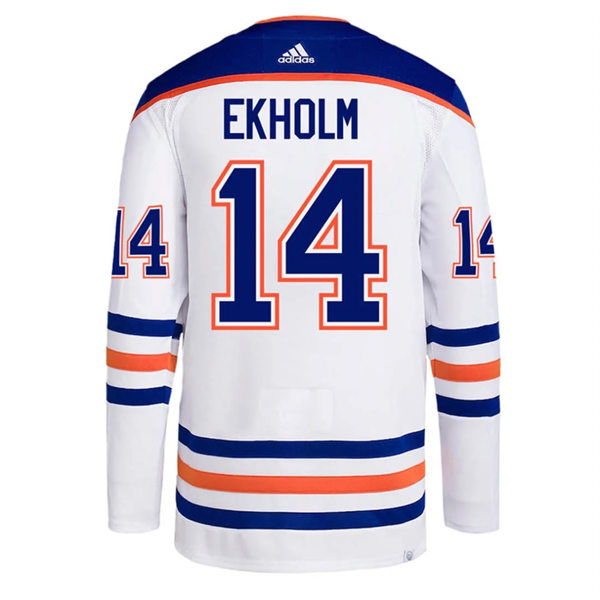 Men's Edmonton Oilers #14 Mattias Ekholm adidas Away White Jersey 