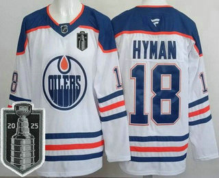 Men's Edmonton Oilers #18 Zach Hyman White 2025 Stanley Cup Final Authentic Jersey