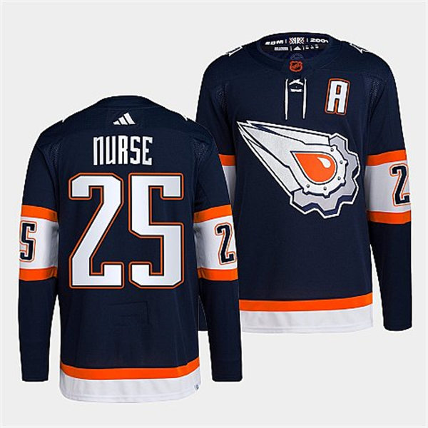 Men's Edmonton Oilers #25 Darnell Nurse Navy 2022 Reverse Retro Primegreen Jersey 