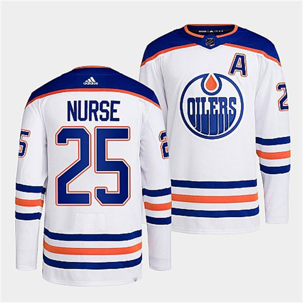 Men's Edmonton Oilers #25 Darnell Nurse adidas Away White Jersey 