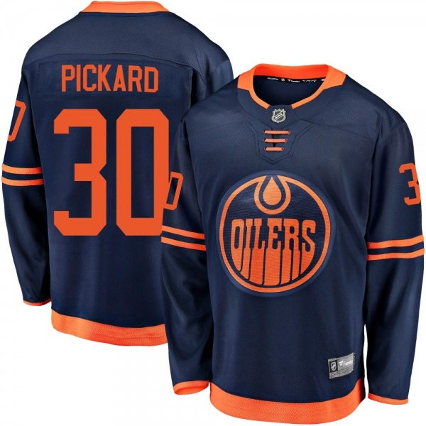 Men's Edmonton Oilers #30 Calvin Pickard  adidas Navy Alternate Jersey 