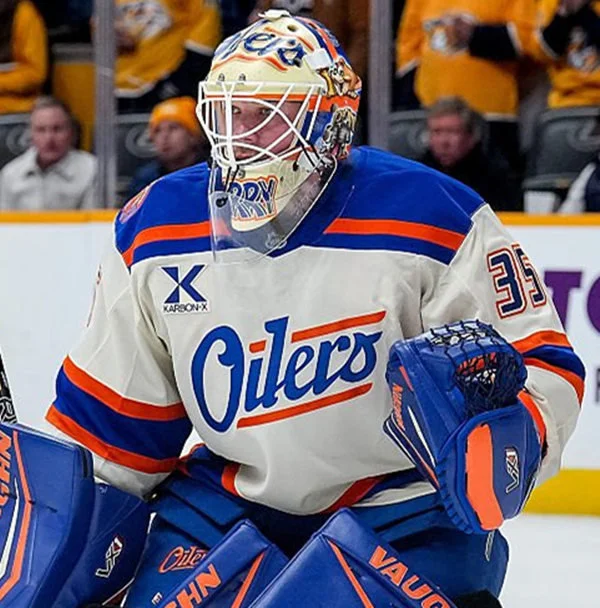 Men's Edmonton Oilers #35 Tristan Jarry Cream Alternate Oil Country Jersey 