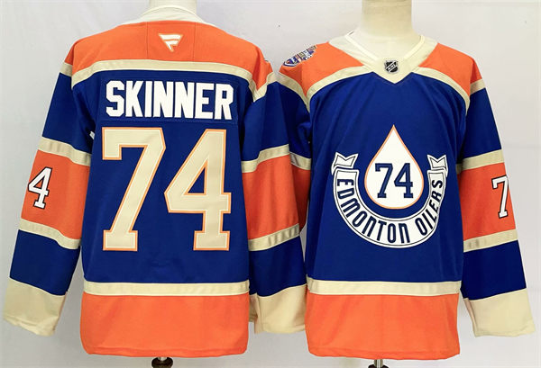 Men's Edmonton Oilers #74 Stuart Skinner 2023 NHL Heritage Classic Premier Player Jersey Royal 