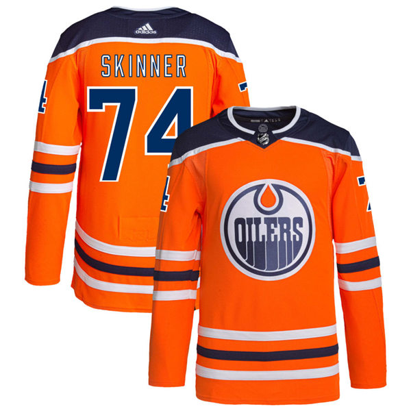 Men's Edmonton Oilers #74 Stuart Skinner adidas Home Orange Jersey 