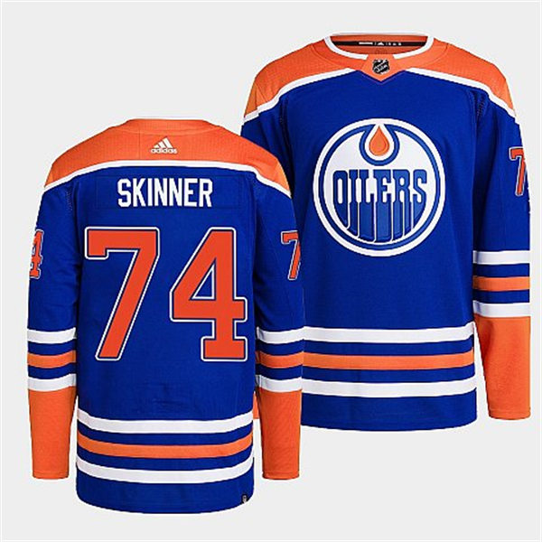 Men's Edmonton Oilers #74 Stuart Skinner adidas Royal Alternate Jersey 