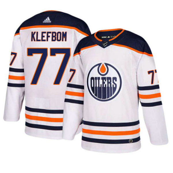 Men's Edmonton Oilers #77 Oscar Klefbom adidas Away White Jersey 