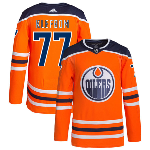 Men's Edmonton Oilers #77 Oscar Klefbom adidas Home Orange Jersey 
