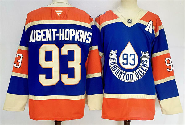 Men's Edmonton Oilers #93 Ryan Nugent-Hopkins 2023 NHL Heritage Classic Premier Player Jersey Royal 
