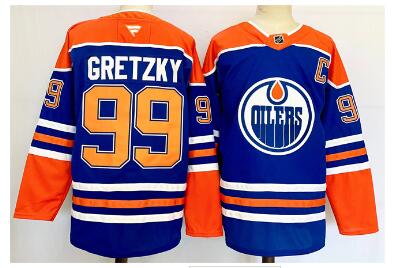 Men's Edmonton Oilers #99 Wayne Gretzky Royal 2024-25 Stitched Jersey
