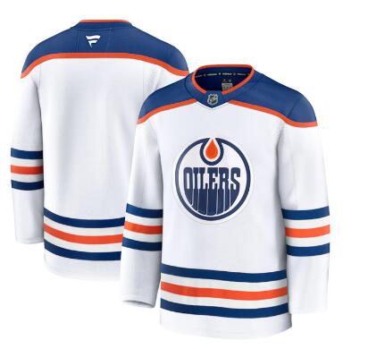 Men's Edmonton Oilers Blank White 2024-25 Away Stitched Hockey Jersey