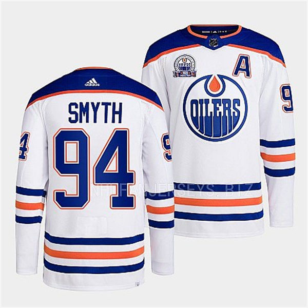 Men's Edmonton Oilers Retired Player #94 Ryan Smyth adidas Away White Jersey 